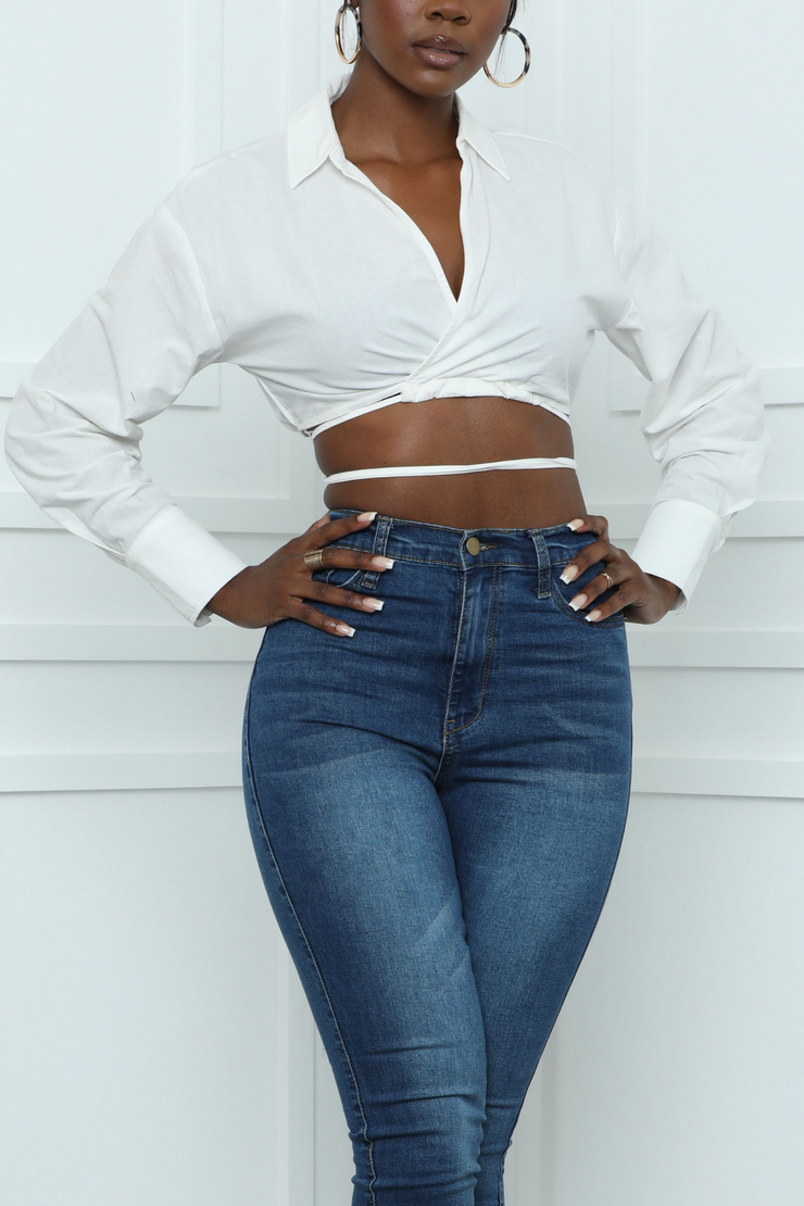CROSS PATHS CROPPED TOP | WHITE