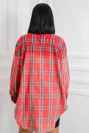 UNTIE ME LACE UP FRONT FLANNEL SHIRT | RED